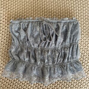 Lace Strapless Top in Blue Gray